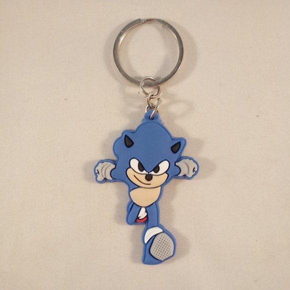 Men's Silver Sonic Hedgehog Keychain Key Ring Lot of 2 - Picture 4 of 4